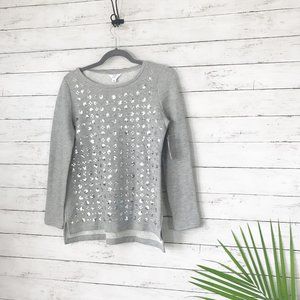 NWT Crown & Ivy Grey Sweater w/ Silver Sequins SP